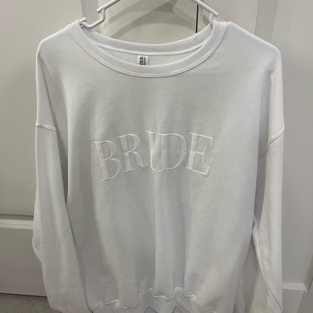 Jerzees White 'Bride' Women's Crew Neck Sweater